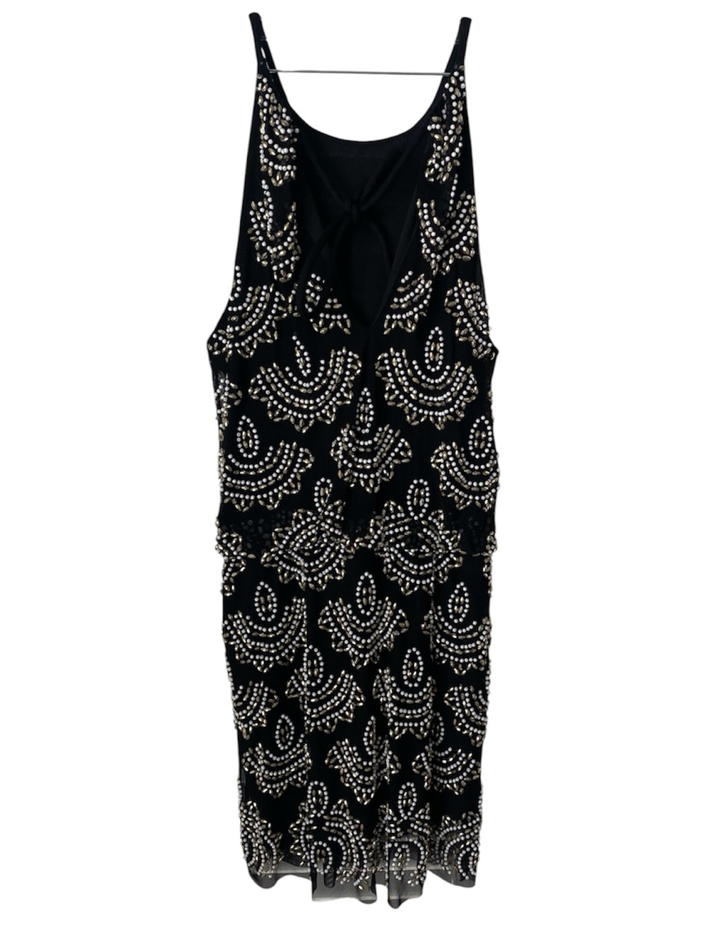 XSCAPE Black Gold Beaded Prom Cocktail Dress Size 8 Formal Glam - Picture 4 of 7